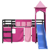 Kids' Loft Bed with Tower without Mattress Pink 80x200 cm 3207071