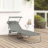 Folding Sun Lounger Folding Grey 190 x 57 x 81 cm Oxford 42003131
