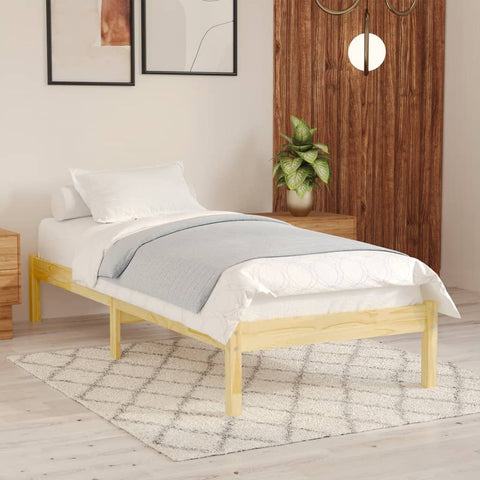 ZNTS Bed Frame Solid Wood 75x190 cm Small Single 809977