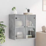 Wall Cabinet with Glass Doors Concrete Grey 68x37x68.5 cm 836493