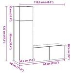 TV Cabinet Set Wall-mounted 3 pcs Black oak 130.5 x 30 x 140 cm 3333053