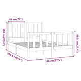 Bed Frame without Mattress White 140x200 cm Solid Wood Pine 3106704