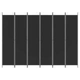 6-Panel Room Divider Black 300x220 cm Fabric 350209