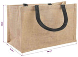 Jute Handbags 10 pcs Natural and Black 26 x 22 x 14 cm 42012279