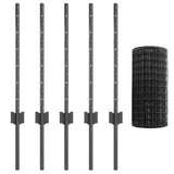 Welded Wire Fence 10 x 0.6 m PVC-Coated Steel Grey Mesh 3336087