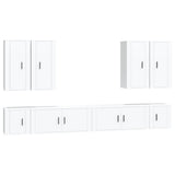 8 Piece TV Cabinet Set White Engineered Wood 3188702