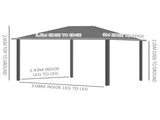3 x 3.6m Hardtop Canopy with Polycarbonate Roof, Aluminium Frame, Permanent Pavilion Garden T3398P318776