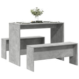 3 Piece Dining Table and Bench set Concrete Grey Engineered Wood 855533