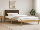 Bed Frame with Upholstered Headboard Whitewash and Taupe 904189