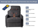 Fabric With 6-Point Massage Heating Function Electric Recliner Black 85243766
