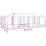 Party Tent with 12 Mesh Sidewalls Red 8x4 m HDPE 4010075