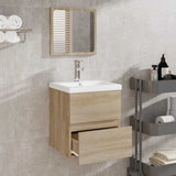 Bathroom Cabinet with Mirror Sonoma Oak Engineered Wood 804866