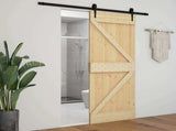 Sliding Door 100 x 210 cm Solid Pine Wood Natural and Black 3444865
