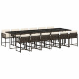 13 Piece Garden Dining Set with Cushions Brown Poly Rattan 3211485