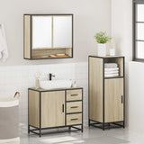 ZNTS 3 Piece Bathroom Furniture Set Sonoma Oak Engineered Wood 3300986