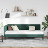 Corner Bed Frame with Headboard Dark green 90 x 190 cm Velvet 42016340