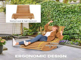 Outdoor Rocking Chair w/ Slatted Seat, Wooden Rocking Chair, 130cm x 60cm x 60cm, Light Brown T3398P555900