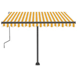 Manual Retractable Awning with LED 300x250 cm Yellow and White 3069703