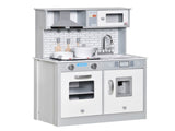 Kids Wooden Toy Kitchen Pretend Play Cooking Playset w/ Sound & Light Effect, Battery Operated T3398P378967
