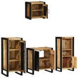 Bathroom Furniture Set 4 pcs Brown and Black Solid Mango Wood 3305640
