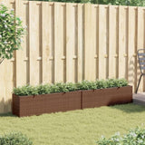 ZNTS Garden Planters with 3 Pots 2 pcs Brown 105x30x32 cm Poly Rattan 3210523