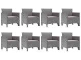 Garden Dining Set 9 pcs Light Grey Polypropylene 3378749