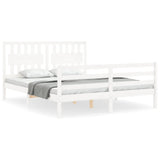 Bed Frame without Mattress White King Size Solid Wood 3194317