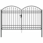 Fence gate with Lock Grey 300 x 175 cm Steel 42008936