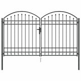 Fence gate with Lock Grey 300 x 175 cm Steel 42008936