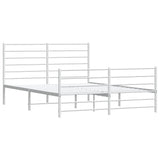 Metal Bed Frame without Mattress with Footboard White 150x200cm 352388