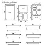 Gastronorm Containers 2 pcs GN 1/1 150 mm Stainless Steel 50882