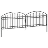 Fence Gate ASSEN 401 x 175.5 cm Steel Grey Lockable 42008942