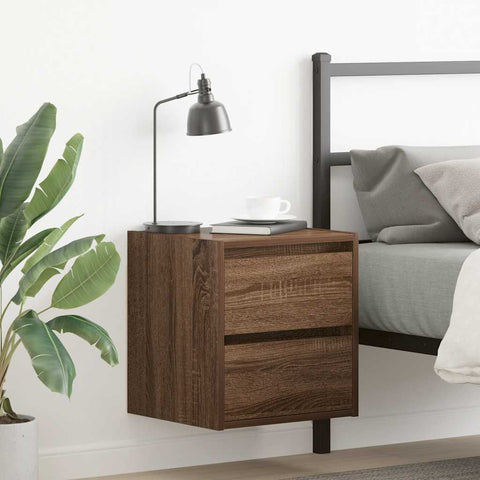 ZNTS Wall-mounted Bedside Cabinets 2 pcs Brown Oak 38x34x40 cm 861260