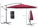 3m Water Resistant Terylene Hanging Parasol Wine Red T3398P323942