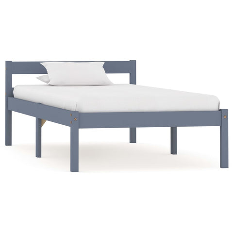Bed Frame without Mattress Grey Solid Pine Wood 90x200 cm 283196