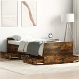 Bed Frame without Mattress Smoked Oak 90x190 cm Single 3203814