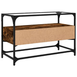 TV Cabinet with Glass Top Smoked Oak 80x35x51 cm Engineered Wood 846061