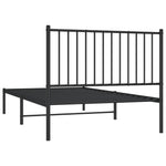 ZNTS Metal Bed Frame without Mattress with Headboard Black 100x190cm 350858