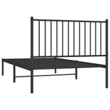 ZNTS Metal Bed Frame without Mattress with Headboard Black 100x190cm 350858