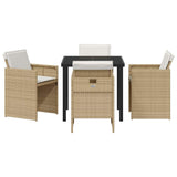 Garden Dining Set 5 pcs Beige Poly Rattan 3380605