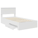 Bed Frame with Headboard White 100 x 200 cm Engineered Wood 3410931