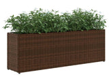 Garden Planter with 2 Pots Brown 90x20x40 cm Poly Rattan 366408
