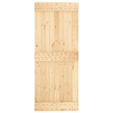 Sliding Door Natural and Black 85 x 210 cm Solid Pine Wood 3444973
