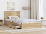 Bed Frame with Drawer Sonoma Oak 100 x 200 cm Engineered Wood 3411343