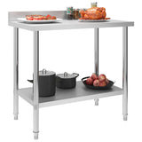 Kitchen Work Table with Backsplash 100x60x93 cm Stainless Steel 51189