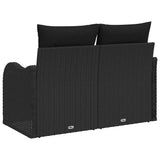 Garden Sofa with Cushion Black 121 x 62 x 69cm Poly Rattan 42006731