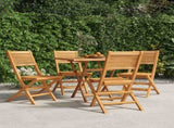 Folding Garden Chair Set of 4 Teak Brown Solid Teak Wood Standard 3155064