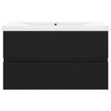 Sink Cabinet With Basin Black and White Engineered Wood, Ceramic 3071550