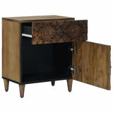 Bed cabinet with Drawer Brown 50 x 33 x 60 cm Solid Mango Wood 4018340