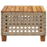Garden Table Beige 55x55x36 cm Poly Rattan Acacia Wood 365931